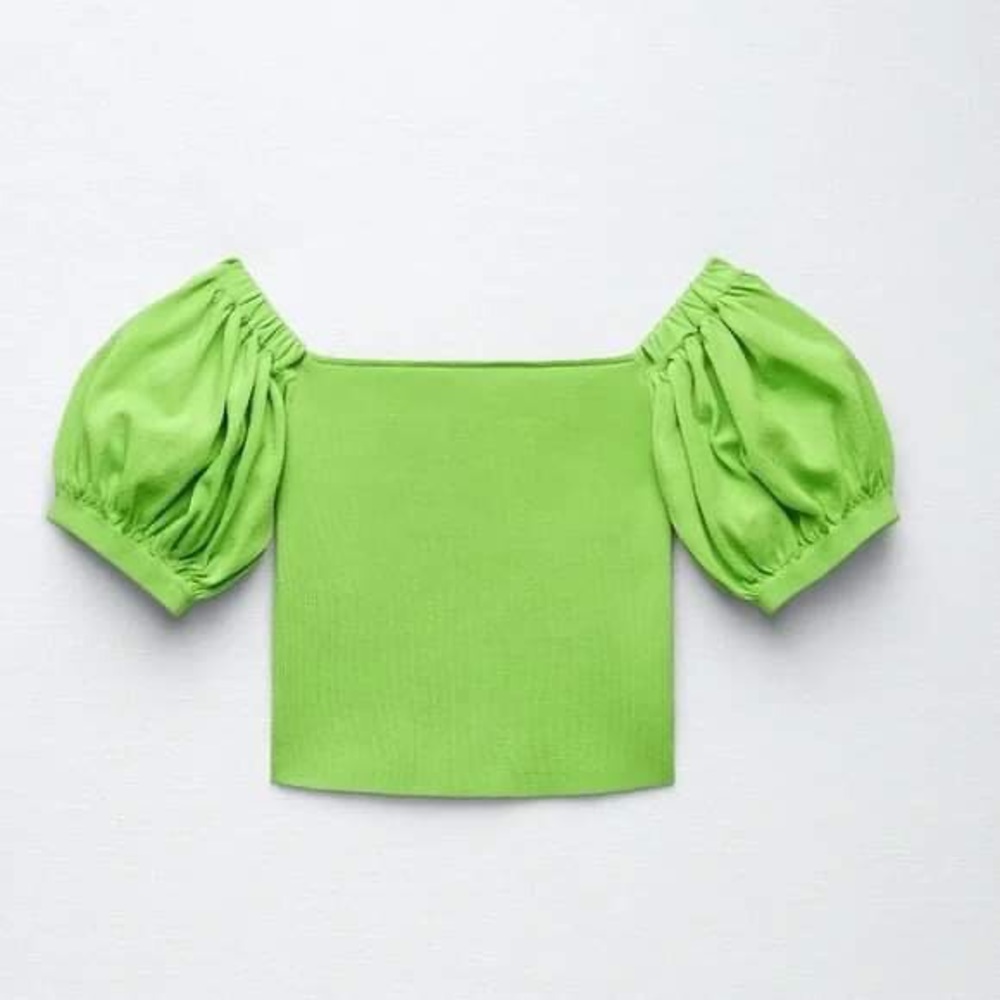 💚KNIT TOP WITH BALLOON SLEEVES💚 NEON GREEN